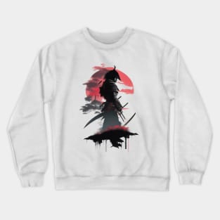 samurai silhouette japanese digital art Crewneck Sweatshirt